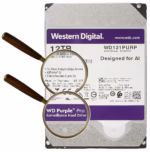 Western Digital 12TB WD121PURP твърд диск за видеонаблюдение с 12TB капацитет за 24 7 запис
