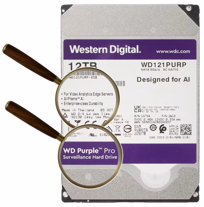 Western Digital 12TB WD121PURP твърд диск за видеонаблюдение с 12TB капацитет за 24 7 запис