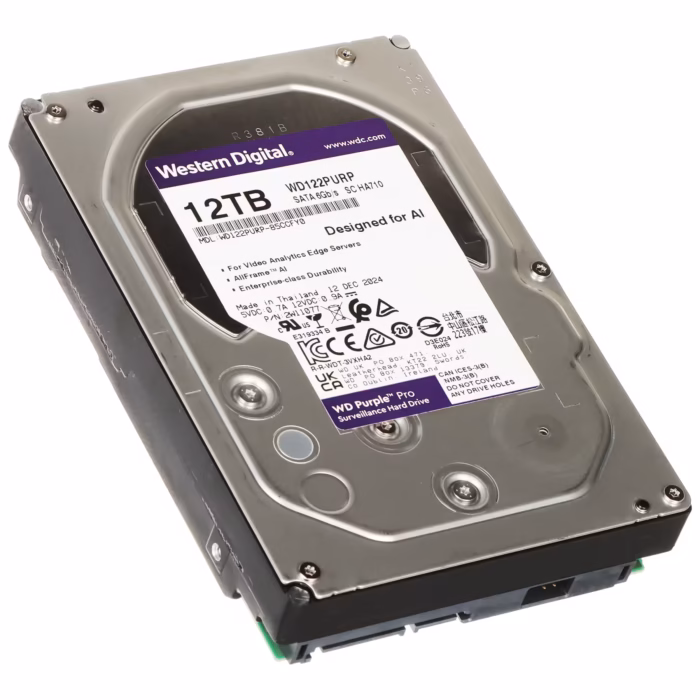 WD122PURP Western Digital 12TB твърд диск за видеонаблюдение с 12TB капацитет за 24 7 запис