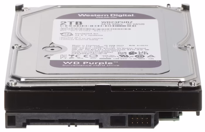 Снимка на твърд диск Western Digital Purple 2TB WD23PURZ 3.5", SATA 6 Gb/s за 24/7 видеонаблюдение