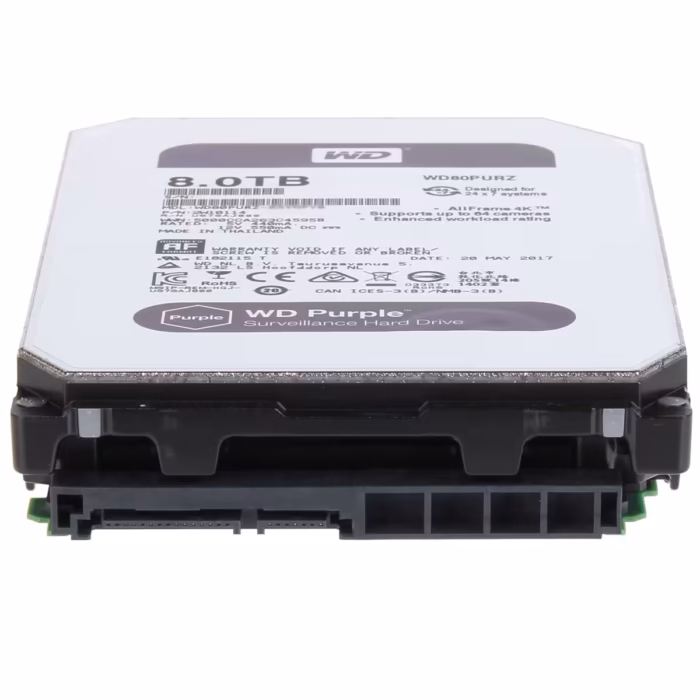 Western Digital 8TB WD80PURZ WD Purple твърд диск за системи за видеонаблюдение с капацитет 8 TB