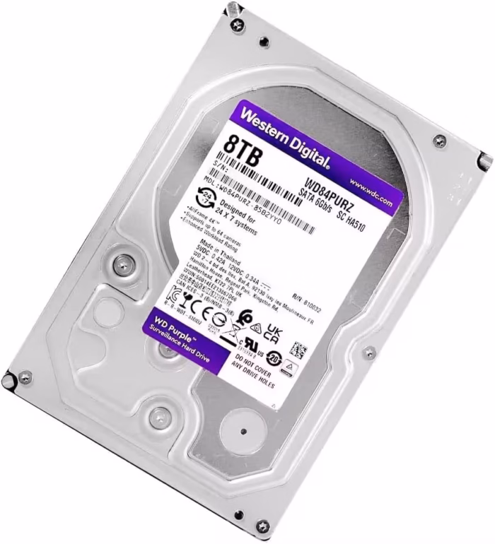 Твърд диск Western Digital Purple 8TB WD84PURZ, 3.5", SATA 6 Gb/s за 24/7 видеонаблюдение