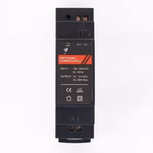 Захранване 12V 2A за DIN шина за стабилно захранване на електронни устройства Захранване 12V 2A за DIN шина за камери, контролери и автоматизация